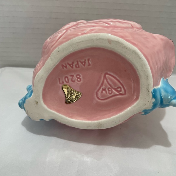 Vintage Nancy Pew Giftwares Japan 8207 Baby Nursery Planter Stork Baby 2 Bears - Picture 8 of 8